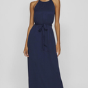  Halter Neck Maxi Dress, Navy Blue (Size 140)