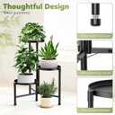 3 Tier Corner Plant Stand Indoor Outdoor, Metal Plant Shelf with 10 Inch Wide Tray,Flower Pot Display Holder Iron Rack Organizer Stand for Living Room Office Garden Patio Balcony Black