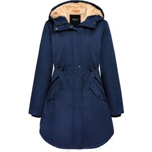 Orolay Women's Thicken Fleece Lined Parka Winter Coat Hooded Jacket with Pockets (Medium, Navy)