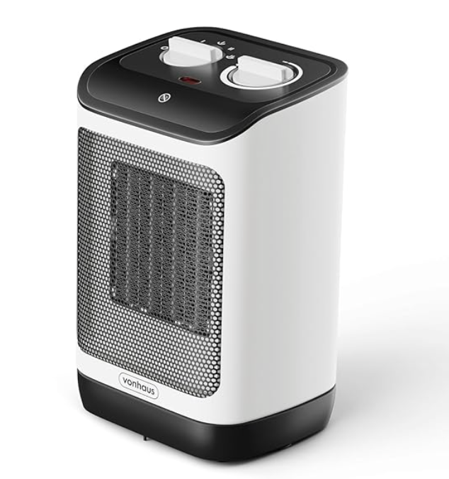 VonHaus Space Heater 2000W – Mini Portable Electric Ceramic PTC Fan Heater with Thermostat, 5 Modes, 70° Oscillation, Low Noise, Overheat & Tip Over Protection, for Home, Office, Bedroom & More