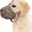 Dog Muzzle for Large Dogs, Silicone Basket Dog Muzzle for Large and Medium Dogs Breed Can Prevent Eating Chewing and Barking for Grooming Trimming Training(Coffee, S-4)