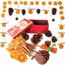 Natural Christmas DIY Decor Crafts Kit with Dried Orange Slices *25-30 pcs, Cinnamon Sticks *12, Pine Cones *6-8, Gift Box Set, DIY Holiday Decorations for Christmas Wreaths, Tree Ornaments, Home