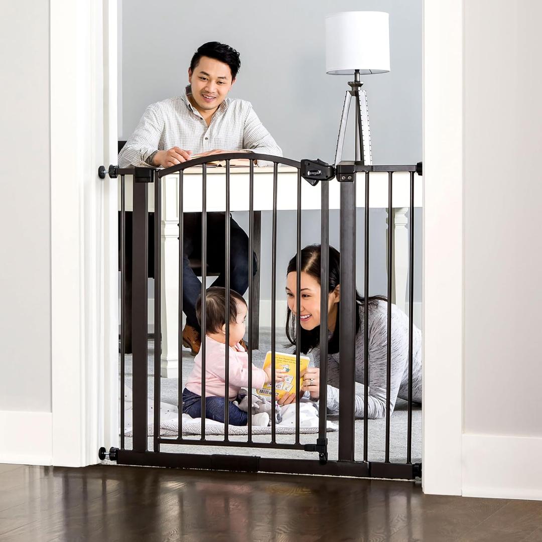 Regalo Safety 30-35 Extra Wide Baby Gate for Doorways & Bottom of Stairs, Pressure Mounted Walk-Through Gate for Babies, Toddlers & Pets, Bronze