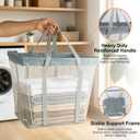 80L Large Foldable Laundry Basket with 2 Laundry Bags and 2 Hooks Wall-Mounted Laundry Hampers with Handles & Capacity Buckle, Dirty Clothes Basket for Bedroom, Bathroom, Dorm, 45x30x37 cm