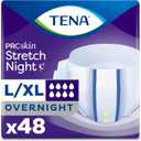 TENA ProSkin Overnight Protection Adult Incontinence Brief, Stretch, Disposable, Large/Extra,Large, 48count (4 Packs of 12), Packaging May Vary (Large/X-Large)