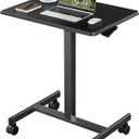 OLIXIS Mobile Standing Desk with Wheels Small Rolling Laptop Desks Portable Pneumatic Adjustable Height Sit Stand Table Computer Workstation for Home Office Black