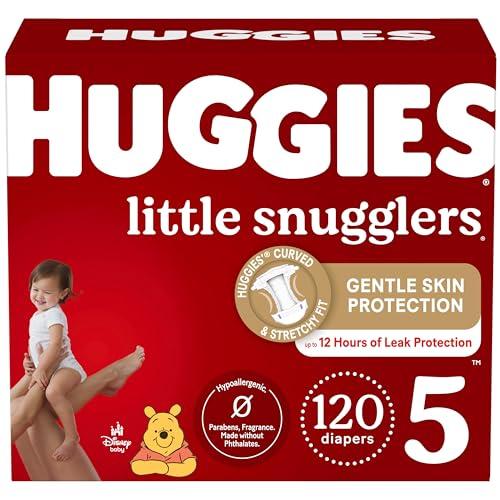 Baby Diapers Size 5 (27+ lbs), 120ct, Huggies Little Snugglers