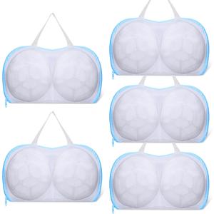 Prasacco 5 Pack Bra Washing Bags for Laundry,Bra Laundry Bags for Washing Machine 3D Protective Bras Wash Bag with Handle Zipper for Women Storage Wash Delicates Underwear Brassiere,Blue
