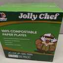 JOLLY CHEF Compostable Heavy Duty Plates, Eco-Friendly Disposable White Paper Plates Made of Bagasse Biodegradable for Party Dinner Sugarcane Fibers Thanksgiving Day (125 Count (Pack of 1)