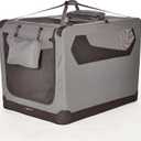 Amazon Basics Portable Foldable Soft Pet Dog Crate Carrier Kennel with Mesh Windows, Ventilation, Pockets for Large Dogs, 42 x 31 x 31 inches, Grey