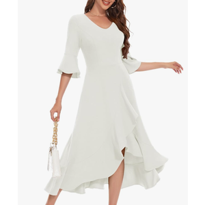 HomRain Women's Wedding Guest Dress Elegant Formal Cocktail Bell Sleeve Dress for Prom Homecoming Tea Party S