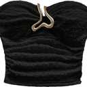 MakeMeChic Women's Bandeau Strapless Tube Top Backless Ruched Summer Sexy Cute Going Out Tops (Black, XS)