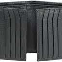 Bullz Genuine Nappa Cow Leather Thick Dual Credit Card ID Flap Quad Fold Large Bifold Mens Wallet Passcase RFID | Genuine, Nappa, Thick, Dual Credit Card, ID Flap, Quad Fold (Black)
