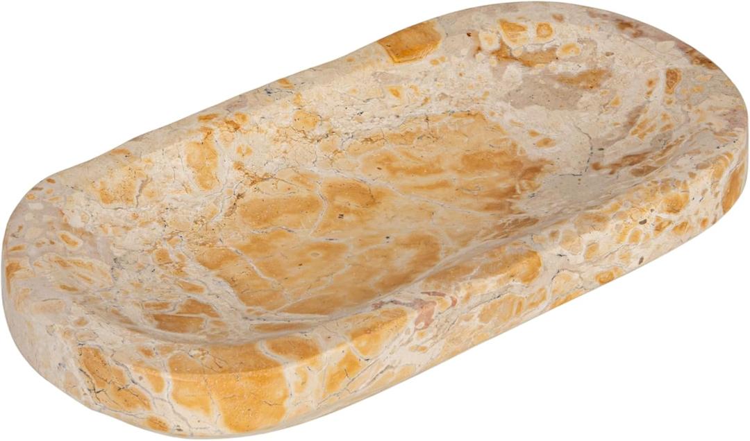 Creative Co-Op Oval Marble Dish, Buff Color
