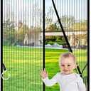 Black Magnetic Screen Door Fit Door Size 33 X 83 inch, Screen Size 35x85inch Self Sealing, Heavy Duty, Hands Free Mesh Screen Door with Magnets Screens Door Curtain French Doors for Sliding Door