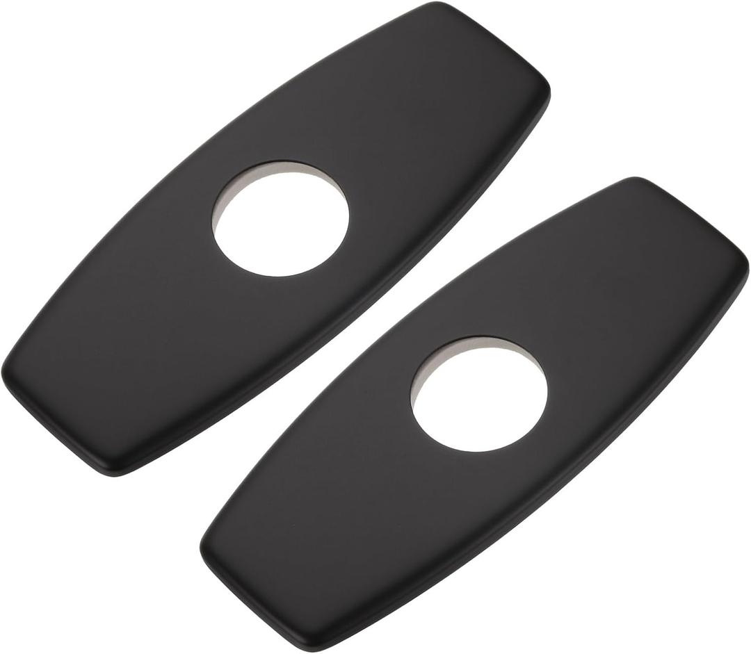uxcell 2pcs 6 Inch Hole Cover Deck Plate Escutcheon, Stainless Steel Sink Cover Plate for Bathroom or Kitchen Sink Faucet, Round Black