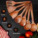 Wooden Cooking Utensil Set of 9  Natural Mango Wood Kitchen Tools with Holder & Spoon Rest | Nonstick Safe, Heat-Resistant, Eco-Friendly Wooden Spoons & Spatulas for Cooking & Serving