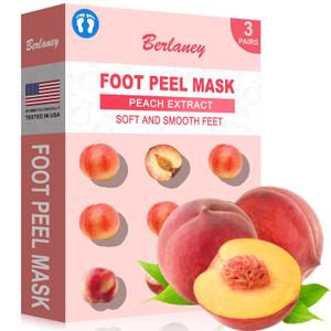 Peach Foot Peeling Mask, 3 Pairs of Skin Exfoliating Foot Masks for Dry feet, Cracked heels, Callus, Dead Skin Remover, Smooth Touch Feet, Spa Experience at Home or Travel