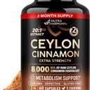 Ceylon Cinnamon Capsules - Extra Strength - Energy Heart & Metabolism Support for Men & Women - Pure Natural Cinnamon 20:1 Extract Supplement - GMO & Gluten Free - Made in USA - 60 Capsules 2 Month, Best By: 10/2027