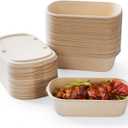 [100% Eco-Friendly] Disposable Food Containers with Lids Sugarcane Pulp Take Out Boxes, Biodegradable, Compostable, Microwave Safe Lunch Containers Pack of 50 (24 OZ)