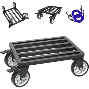 Heavy Duty Furniture Dolly - Capacity 2000 pounds, 18 inch x 18 inch Platform, Equipped with 5-inch Swivel casters and tie Devices, Suitable for Moving, Garage, Warehouse Handling