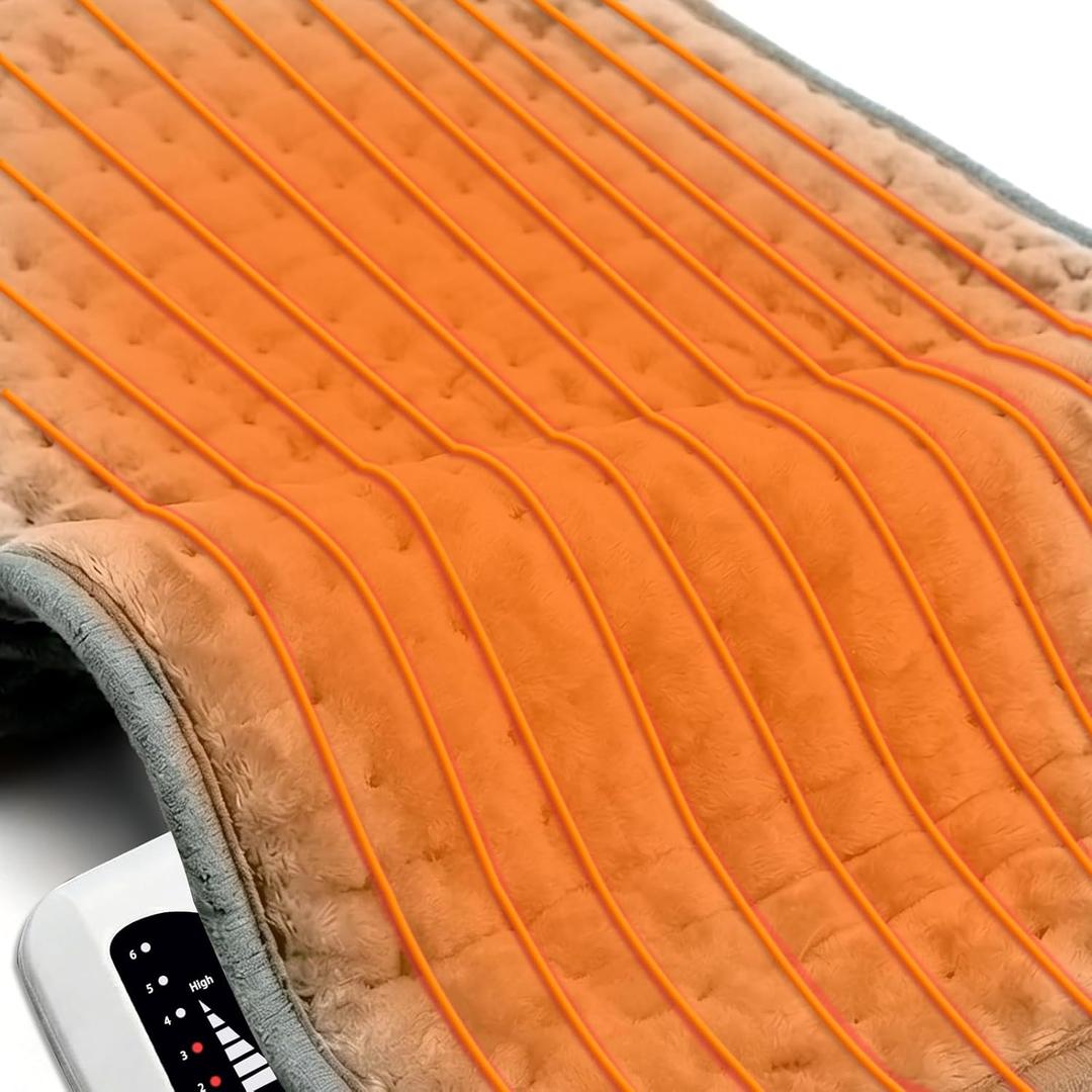 Electric Heating Pad for Back Neck Shoulder Knee Arms Legs- Electric Heat Pads with 6 Heat Settings & Auto Shut Off Heat Heating Pad for Birthday Mother Father Girl Men Women (24"X12", Dark Grey)