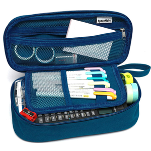 Pencil Case Pouch Box Bag School Supplies Girls Boys Kids, Cute Preppy Stuff Large Big Capacity Aesthetic Pen Organizer, Back to College Stationary, Coal Black, Heavy Duty Canvas, 1800ml