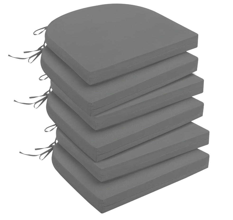 downluxe Outdoor Chair Cushions Set of 4 for Patio Furniture, Water-Resistant Patio Chair Cushions with Ties, High Density Foam Outdoor Seat Cushion, 17" X 16" X 2", Dark Grey