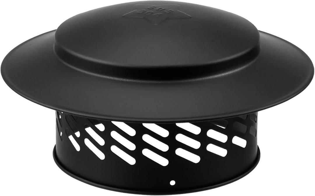 Atrader Round Stainless Steel Chimney Cap, Cone Top Chimney Cap Round Chimney Cap Chimney Cover Cap Chimney Cover Outside Roof Fireplace Screen Cover Exterior Stove Pipe Topper,Black6.3"/160mm)