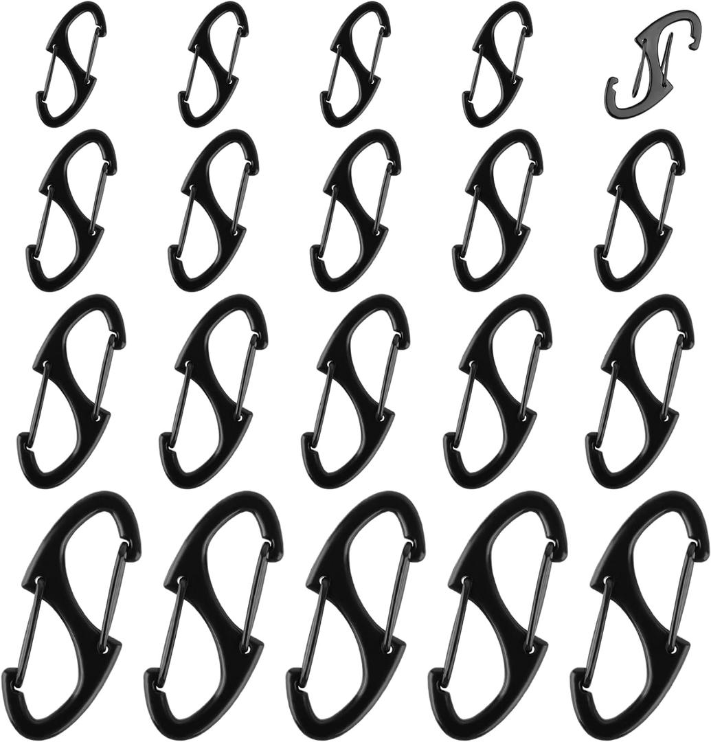 Zipper Clips Anti Theft, 20 Pcs Zipper Pull Locks for Backpacks, Double-Sided Spring S Carabiner Clasps Theft Deterrent for Luggage Suitcase Handbags Keys Purse (Black)