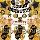 Black and Gold Party Decorations for Men and Women: Happy Birthday Banner, Fringe Curtains, "Cheers to You" Foil Balloons, Hanging Swirls, Photo Props, Birthday Sash