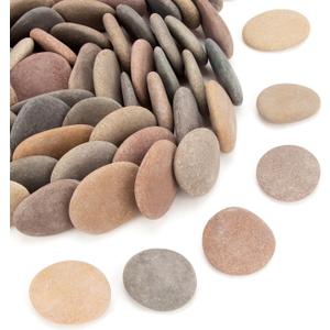 about 190 PCS - 210 PCS (18 Pounds) Painting Rocks, River Rocks,1.1"-2.2" Craft Rocks, Flat Rocks, DIY Stones for Arts
