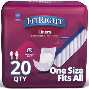 FitRight Restore Incontinence Liners, Maximum Absorbency, 13" x 30", 20 Count