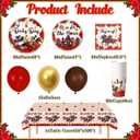 123pcs Derby Day Party Decorations Kentucky Horse Racing Tableware Set Run for the Roses Party Supplies Include Paper Plate Cup Napkin Tablecloth Banner Hanging Swirls Bolloons Topper/Serves 20