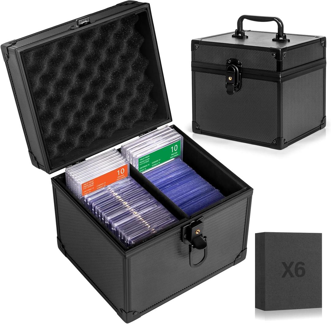 Graded Card Storage Box, Top Loaders Case, Sports Trading Box, Slab PSA MTG CSG BGS SGC Magnetic Holder, Waterproof Carrying Case, Collector Storage Boxes (Medium)