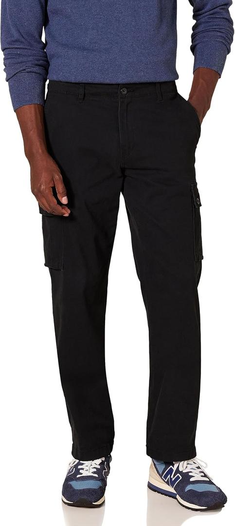Amazon Essentials Men's Straight-Fit Stretch Cargo Pant (31W x 28L, Black)
