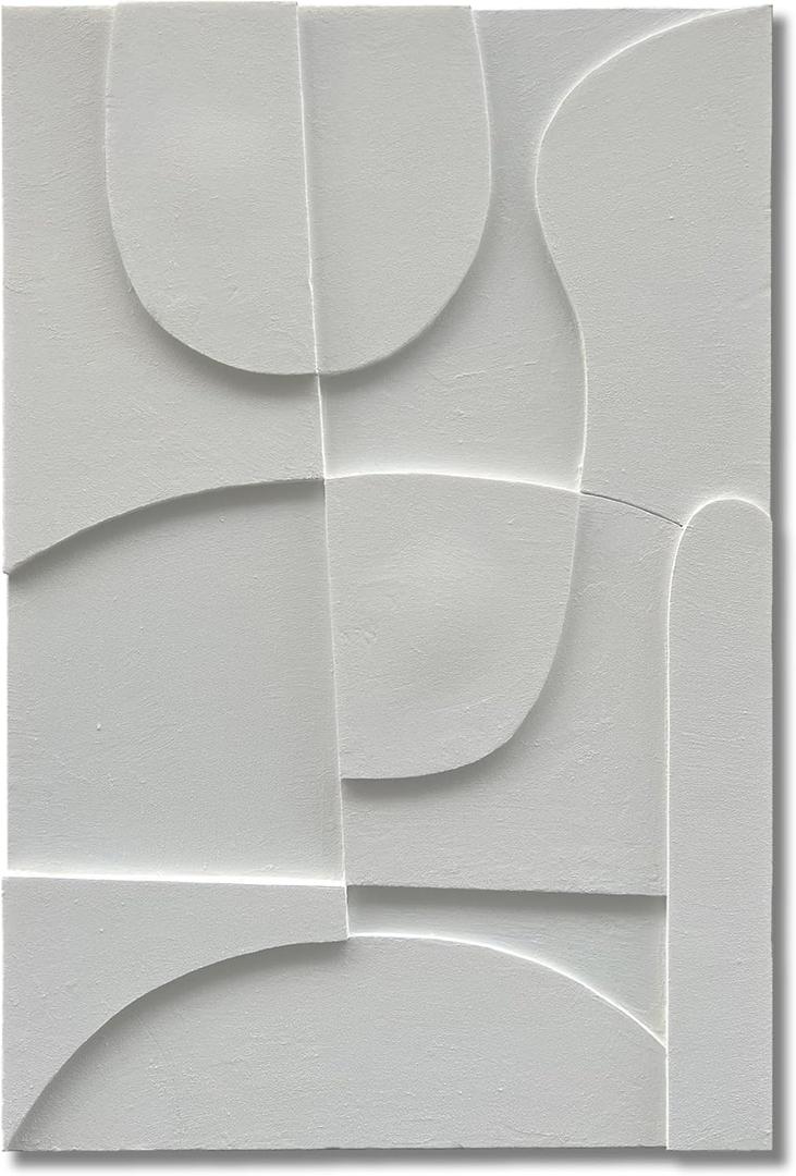 Art White Abstract Texture Art Oil Painting 36x24 inch Modern Minimalist Art Canvas Wall Decoration (Yi095)