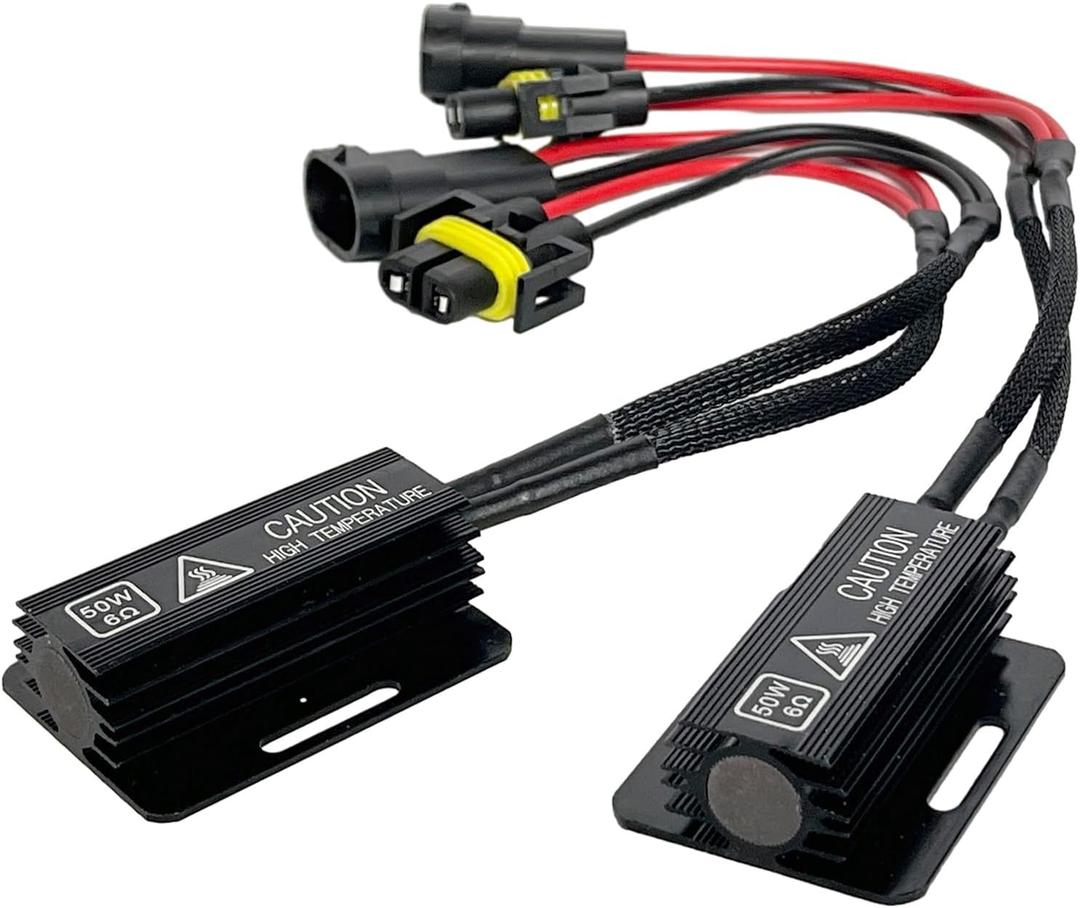 H8 H11 LED Load Resistor Adapter 50W 6Ohm Upgraded Canbus Decoder Fix Headlights Fog Light Error Code Anti-Flicker Wiring Relay Harness