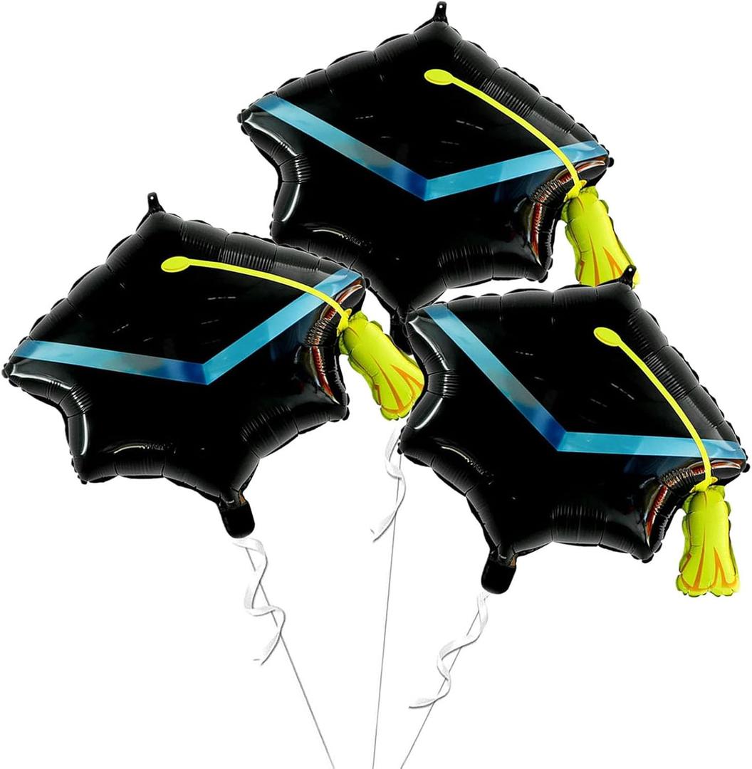3 x Soochat Graduation Cap Balloon, Grad Hat balloons Grad Balloons 2026 for Graduation Party Decorations 3Pcs