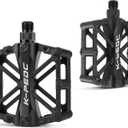 GPMTER Bike Pedals 9/16 for MTB, Mountain Road Bicycle Flat Pedal, with 16 Anti-Skid Pins -Universal Lightweight Aluminum Alloy Platform Pedal for Travel Cycle-Cross Bikes etc