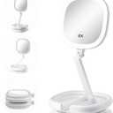 6.3'' Makeup Mirror with Magnification, 1X/8X Magnifying Vanity Mirror with 3 Light Modes, Rechargeable Double-Sided Lighted Desk Mirror, Adjustable Height with Stand Home Mirror for Women