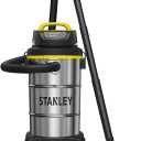 Stanley Wet/Dry Vacuum, 5 Gallon, 4 Horsepower, Stainless Steel Tank - Silver+yellow+black - SL18130