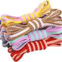 9 Pairs Fashion Printed Sneakers and White Shoes DIY 2 Colors Mix Flat Shoelaces