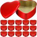 Blulu 18 Pcs Valentine's Day Heart Shaped Metal Tins with Lids 4.72" x 4.33" Valentine Candy Boxes Biscuits Jar Empty Jar Heart Metal Container for Valentines Gift Party Favors (Red)