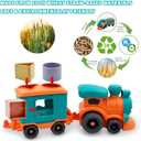 Toy Bioplastic Train Set with Wagon, for Kids Toddler Boys and Girls, BPA Free, Phthalates Free, PVC, Recycled Plastic Birthday Gifts for 2 3 4 Year Boy Girl Orange and Teal
