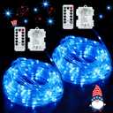 JMEXSUSS 2 Pack Battery Operated Rope Lights Outdoor Waterproof, Total 200LED 66ft 8 Mode/Remote Battery Christmas String Lights, Blue Pool Light for Trampoline Camping Balcony Garden Pool Decor