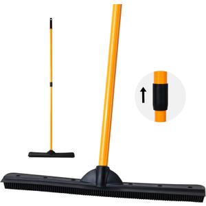 FURemover PRO Pet Hair Rubber Broom with Squeegee, 58 Telescopic Handle for Carpet, Tile and Hardwood (Furemover Heavy Duty Outdoor Broom)