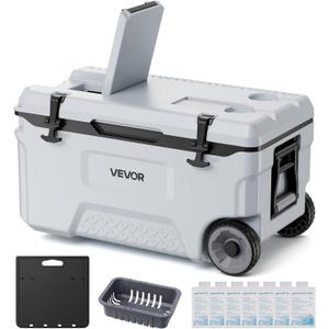 VEVOR Portable Cooler,Hard Cooler with Ice Retention, Heavy-Duty Handles and Strap, Lightweight Rigid Material Insulated Portable Cooler, Suitable for Family Picnics and Short Trips