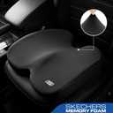 Skechers Seat Cushion, Ergonomic Memory Foam Cushion for Long Sitting Hours on Office & Home Chair, Car Seat Cushion for Sciatica, Coccyx Cushion,Black