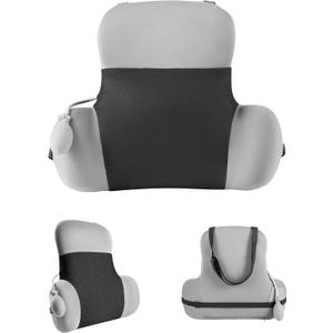 BEBAS Adjustable Air Lumbar Support Pillow for Office Chair, Car & Gaming Chair Memory Foam Back Support for Pain Relief & Posture Correction with Washable Cover, Grey